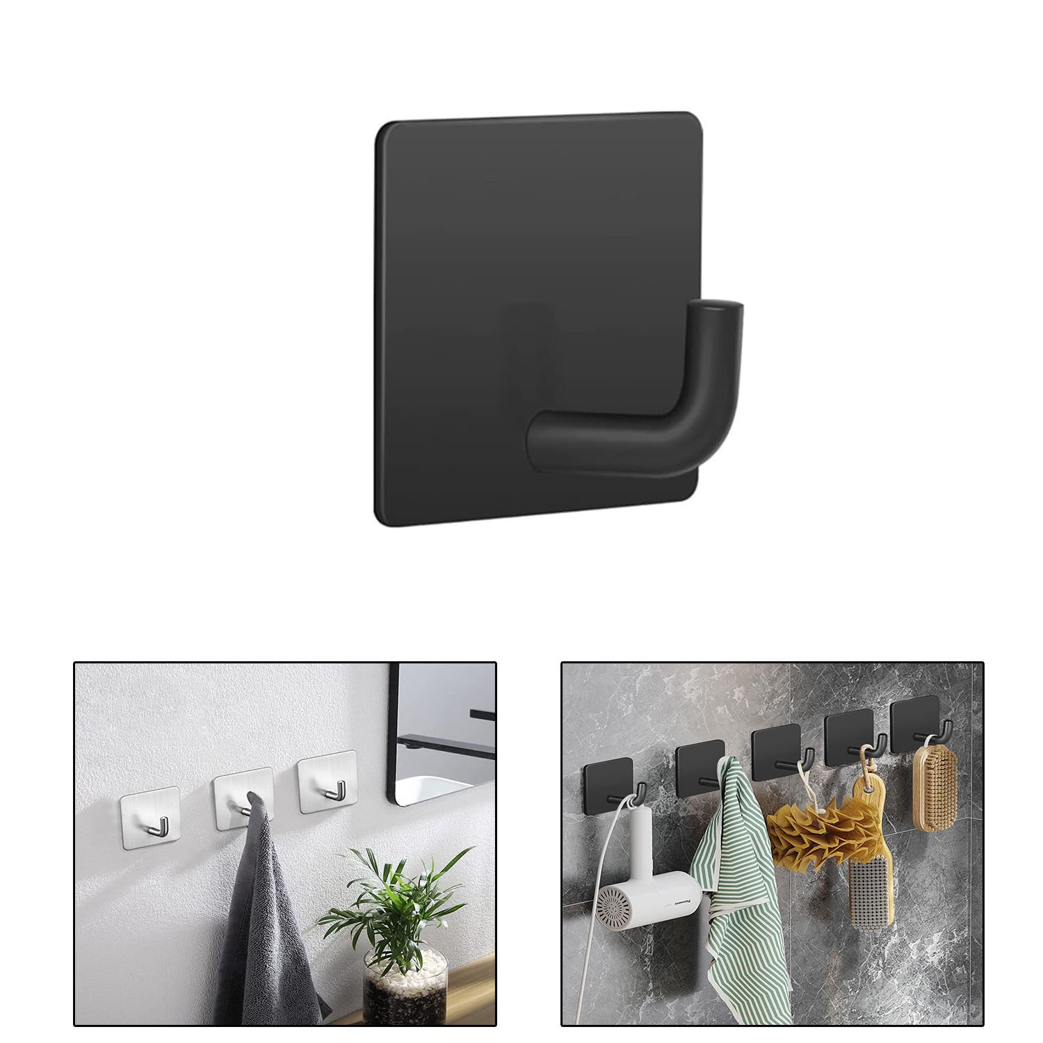 Microcase  Yapışkanlı  Paslanmaz Çelik Banyo Mutfak Eşya Havlu Vb Metal Askılık Kare Tasarım-AL4936 1 Adet