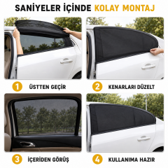 Microcase Pratik Geçmeli Esnek Oto Yan Cam Perdesi Araba Arka Güneşlik 4 Adet AL5624