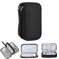 Microcase Taşınabilir   Çift Katman ve Fermuarlı 8 Bölmeli Çoklu HDD Organizer Çanta -YB101