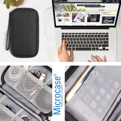 Microcase Taşınabilir   Çift Katman ve Fermuarlı 8 Bölmeli Çoklu HDD Organizer Çanta -YB101