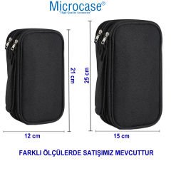Microcase Taşınabilir   Çift Katman ve Fermuarlı 8 Bölmeli Çoklu HDD Organizer Çanta -YB101