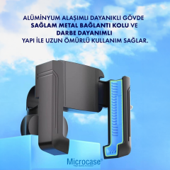 Bisiklet Gidon Bağlantılı Telefon Tutucu 360° Döner Başlık Kilit Mekanizmalı 3.5-6.8 İnç Uyumlu Kaymaz Silikon Pedli Bisiklet Telefon Tutucu - AL5741