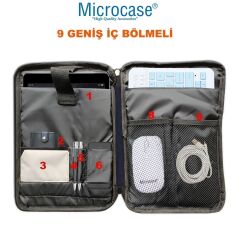 Microcase TCL Tab 11 Gen 2 için Omuz Askılı El Tutacaklı Universal Sleeve Taşıma Çantası AL4346 Lacivert Krem Gri