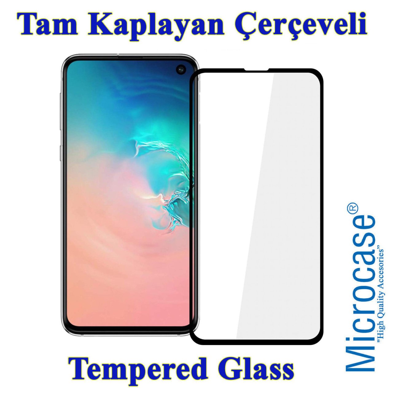 Microcase Samsung Galaxy S10 Tam Kaplayan Çerçeveli Tempered Ekran Koruyucu - SİYAH
