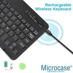 Microcase Tablet ve Telefonlar için Şarjlı Bluetooth Klavye + TR Klavye Sticker - AL2671 Beyaz