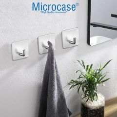 Microcase  Yapışkanlı  Paslanmaz Çelik Banyo Mutfak Eşya Havlu Vb Metal Askılık Kare Tasarım-AL4936 2 Adet