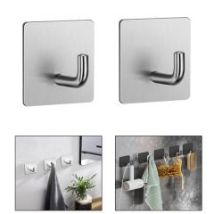 Microcase  Yapışkanlı  Paslanmaz Çelik Banyo Mutfak Eşya Havlu Vb Metal Askılık Kare Tasarım-AL4936 2 Adet