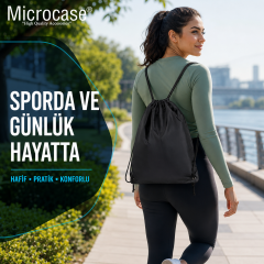 Microcase Su Geçirmez İpli Büzgülü Sırt Askılıklı Spor Çantası Gym Fitness Seyehat Hafif Kullanışlı Çanta 1 Adet AL5626