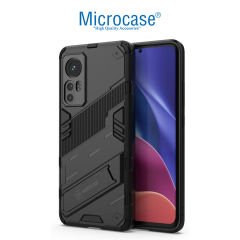 Microcase Xiaomi Redmi Note 12S 4G Matrix Serisi Armor Standlı Perfect Koruma Kılıf - Siyah AL3416