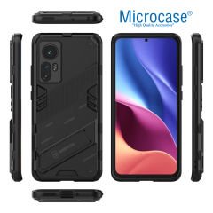Microcase Xiaomi Redmi Note 12S 4G Matrix Serisi Armor Standlı Perfect Koruma Kılıf - Siyah AL3416