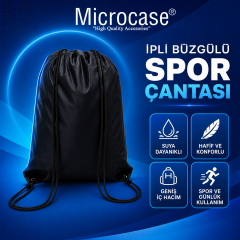Microcase Su Geçirmez İpli Büzgülü Sırt Askılıklı Spor Çantası Gym Fitness Seyehat Hafif Kullanışlı Çanta 2 Adet AL5626