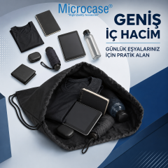 Microcase Su Geçirmez İpli Büzgülü Sırt Askılıklı Spor Çantası Gym Fitness Seyehat Hafif Kullanışlı Çanta 2 Adet AL5626