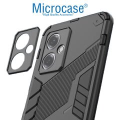 Microcase Xiaomi Redmi Note 12R 6.79 inch Matrix Serisi Armor Standlı Perfect Koruma Kılıf - Siyah AL3416