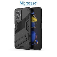 Microcase Xiaomi Redmi Note 12R 6.79 inch Matrix Serisi Armor Standlı Perfect Koruma Kılıf - Siyah AL3416