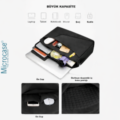 Microcase Lenovo Tab M11 11 inch Macbook Laptop Çantası 2 Bölmeli + Bluetooth Klavye+Mouse+Tablet Standı Siyah AL5568