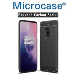 Microcase OnePlus 7T Pro Brushed Carbon Fiber Silikon Kılıf - Siyah