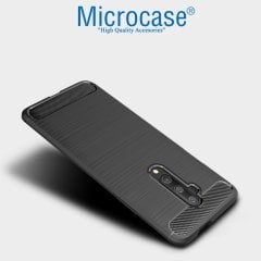 Microcase OnePlus 7T Pro Brushed Carbon Fiber Silikon Kılıf - Siyah