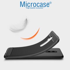 Microcase OnePlus 7T Pro Brushed Carbon Fiber Silikon Kılıf - Siyah