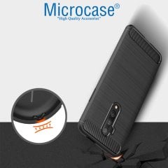 Microcase OnePlus 7T Pro Brushed Carbon Fiber Silikon Kılıf - Siyah