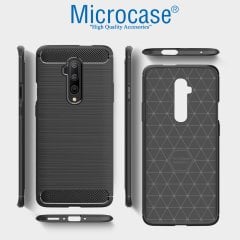 Microcase OnePlus 7T Pro Brushed Carbon Fiber Silikon Kılıf - Siyah
