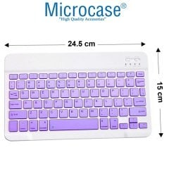 Microcase Tablet ve Telefonlar için Şarjlı Bluetooth Klavye + TR Klavye Sticker - AL2671 Mor