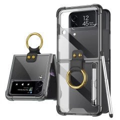 Microcase Samsung Galaxy Z Flip 3 Parmak Tutuculu Kalemli Köşe Korumalı Kılıf - AL3161