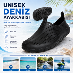 Microcase Unisex Siyah Deniz Ayakkabısı Nefes Alabilen Delikli Yapı Kaymaz Taban AL99098