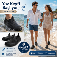 Microcase Unisex Siyah Deniz Ayakkabısı Nefes Alabilen Delikli Yapı Kaymaz Taban AL99098