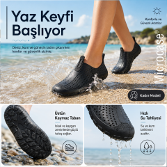 Microcase Unisex Siyah Deniz Ayakkabısı Nefes Alabilen Delikli Yapı Kaymaz Taban AL99098