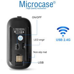 Microcase 1600 DPI Şarj Edilebilir 2.4 GHz RGB Işık Çift Modlu Bluetooth Mouse - AL2767 Pembe