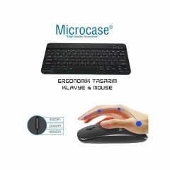 Microcase Apple iPad Air 11 M3 (2025) için Bluetooth Klavye (TR Sticker) + Bluetooth Mouse + Tablet Standı - AL2765