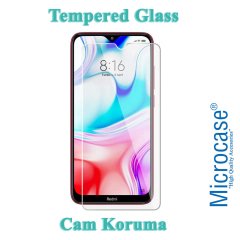 Microcase Xiaomi Redmi 8 Brushed Carbon Fiber Silikon Kılıf - Siyah + Tempered Glass Cam Koruma