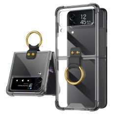 Microcase Samsung Galaxy Z Flip4 Parmak Tutuculu Kalemli Köşe Korumalı Kılıf - AL3162 Füme