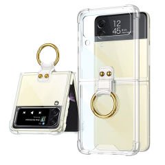 Microcase Samsung Galaxy Z Flip4 Parmak Tutuculu Kalemli Köşe Korumalı Kılıf - AL3162 Füme
