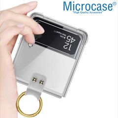 Microcase Samsung Galaxy Z Flip4 Parmak Tutuculu Kalemli Köşe Korumalı Kılıf - AL3162 Füme