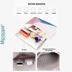 Microcase Lenovo IdeaPad Pro (2025) TB375FC 12.7 inch için Tablet Çantası 2 Bölmeli AL4227 Krem Pembe Mavi