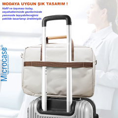 Microcase Lenovo IdeaPad Pro (2025) TB375FC 12.7 inch için Tablet Çantası 2 Bölmeli AL4227 Krem Pembe Mavi