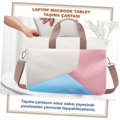 Microcase Lenovo Yoga Tab Plus 12.7 inch için Tablet Çantası 2 Bölmeli AL4227 Krem Pembe Mavi