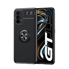 Microcase Realme GT 5G Focus Serisi Yüzüklü Silikon Kılıf - Siyah