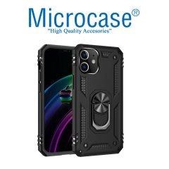 iPhone 12 Anka Serisi Yüzük Standlı Kılıf -Siyah