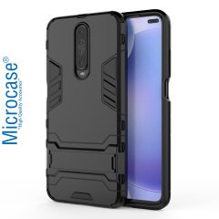 Microcase Xiaomi Redmi K30 Alfa Serisi Armor Standlı Perfect Koruma Kılıf - Siyah