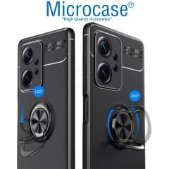 Microcase Xiaomi Redmi Note 12T Pro / Note 11T Pro Focus Serisi Yüzük Standlı Silikon Kılıf - Siyah AL3363