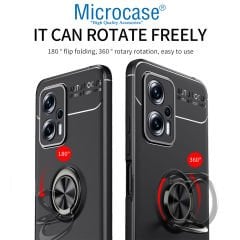 Microcase Xiaomi Redmi Note 12T Pro / Note 11T Pro Focus Serisi Yüzük Standlı Silikon Kılıf - Siyah AL3363