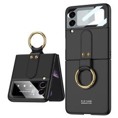 Microcase Samsung Galaxy Z Flip 3 Yüzük Standlı Plastik Kılıf - Siyah AL3167