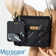 Microcase Samsung Galaxy Z Flip4 Yüzük Standlı Plastik Kılıf - Siyah AL3168