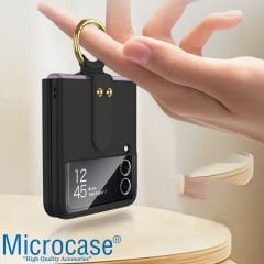 Microcase Samsung Galaxy Z Flip4 Yüzük Standlı Plastik Kılıf - Siyah AL3168
