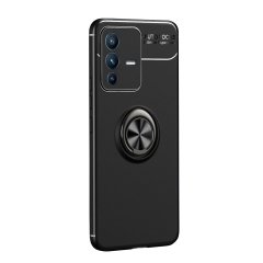Microcase Vivo V23 5G Focus Serisi Yüzük Standlı Silikon Kılıf - Siyah