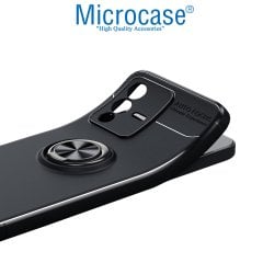 Microcase Vivo V23 5G Focus Serisi Yüzük Standlı Silikon Kılıf - Siyah