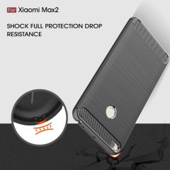 Xiaomi Mi Max 2 Brushed Carbon Fiber Silikon Kılıf + Tempered Cam