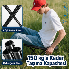Microcase Çok Amaçlı Kompakt Katlanır Çift Saklama Bölmeli Kamp Taburesi Siyah 1 Adet AL5628